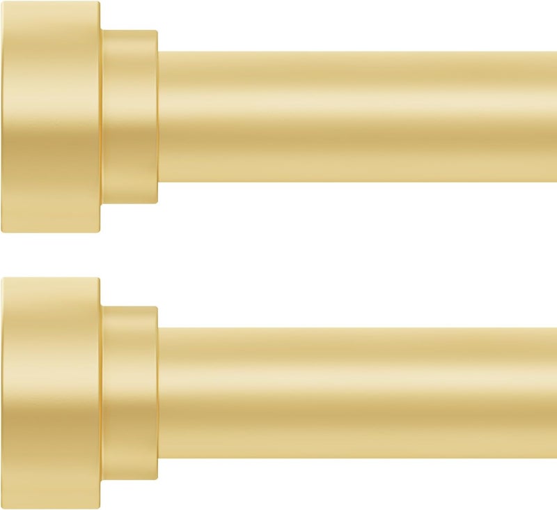 hei! dear 2 Pack Gold Curtain Rods for Windows 28 to 48 Inch (1.5-5ft), 1” Diameter Heavy Duty Curtain Rod, Adjustable Rods, Modern Decorative Drapery Rod, Brass Gold,30"-58" - Image 1